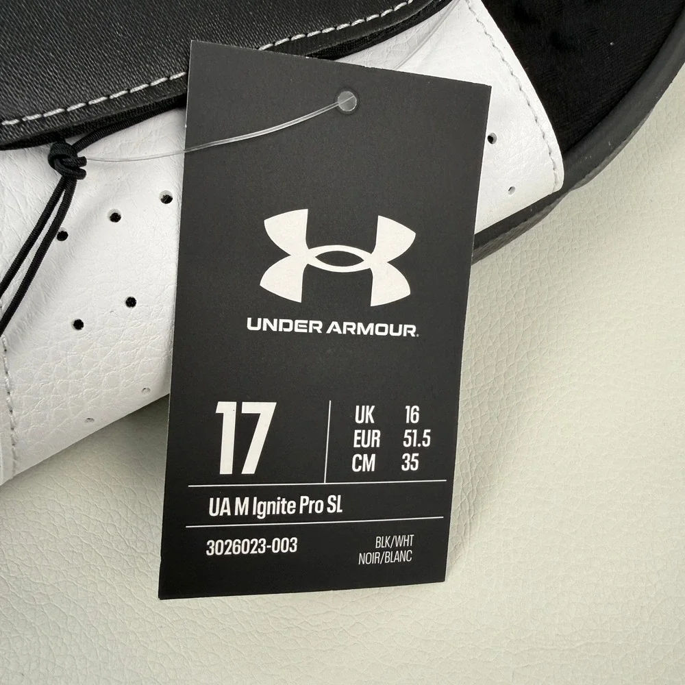 Under Armour Ignite Pro SL Slides‎ Mens Size 17 Black White Athletic Sandals